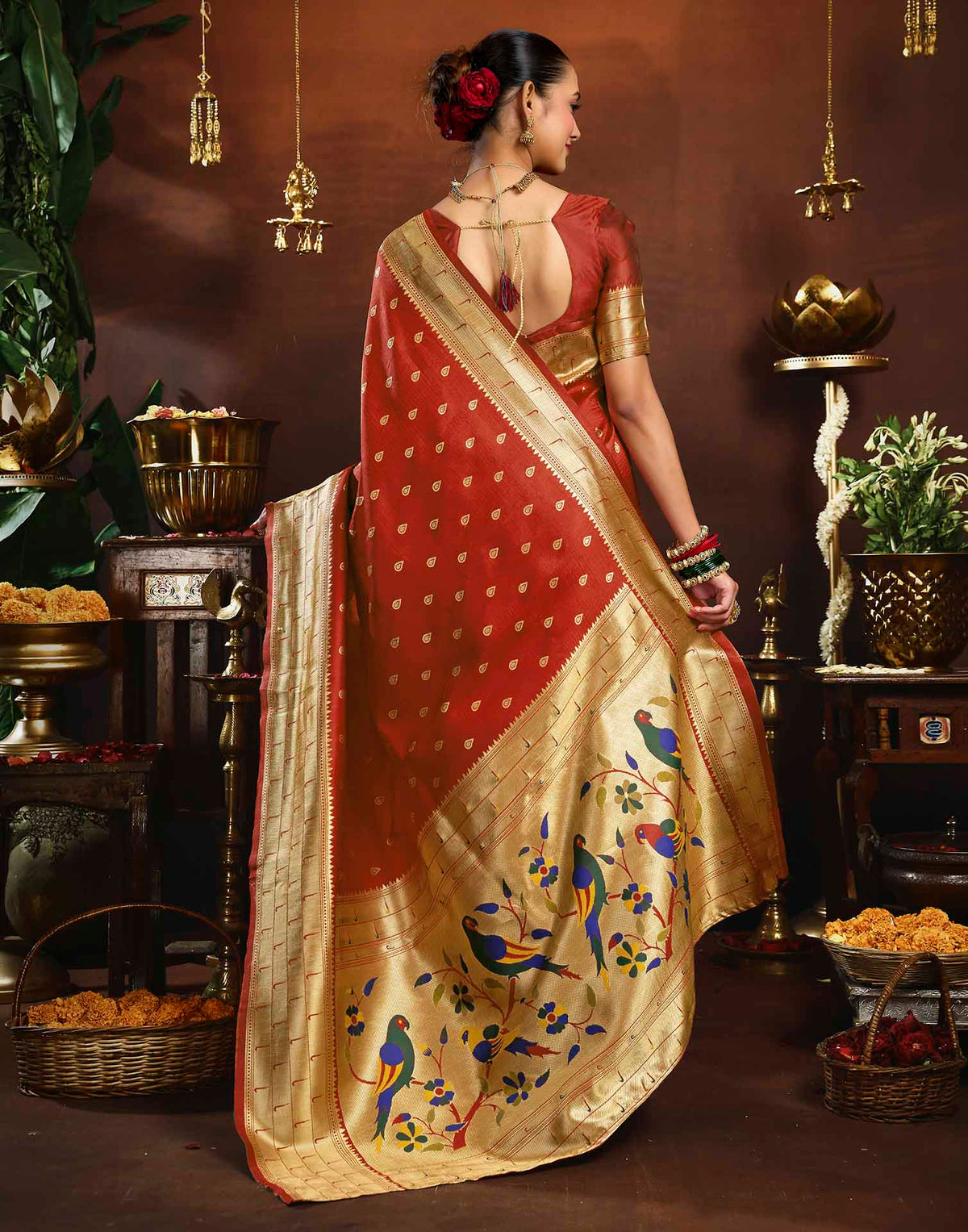 Red Silk Woven Paithani Saree