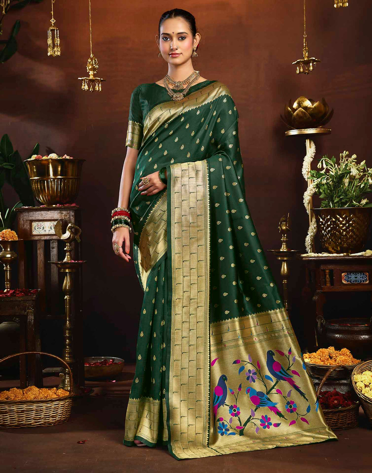 Green Silk Woven Paithani Saree