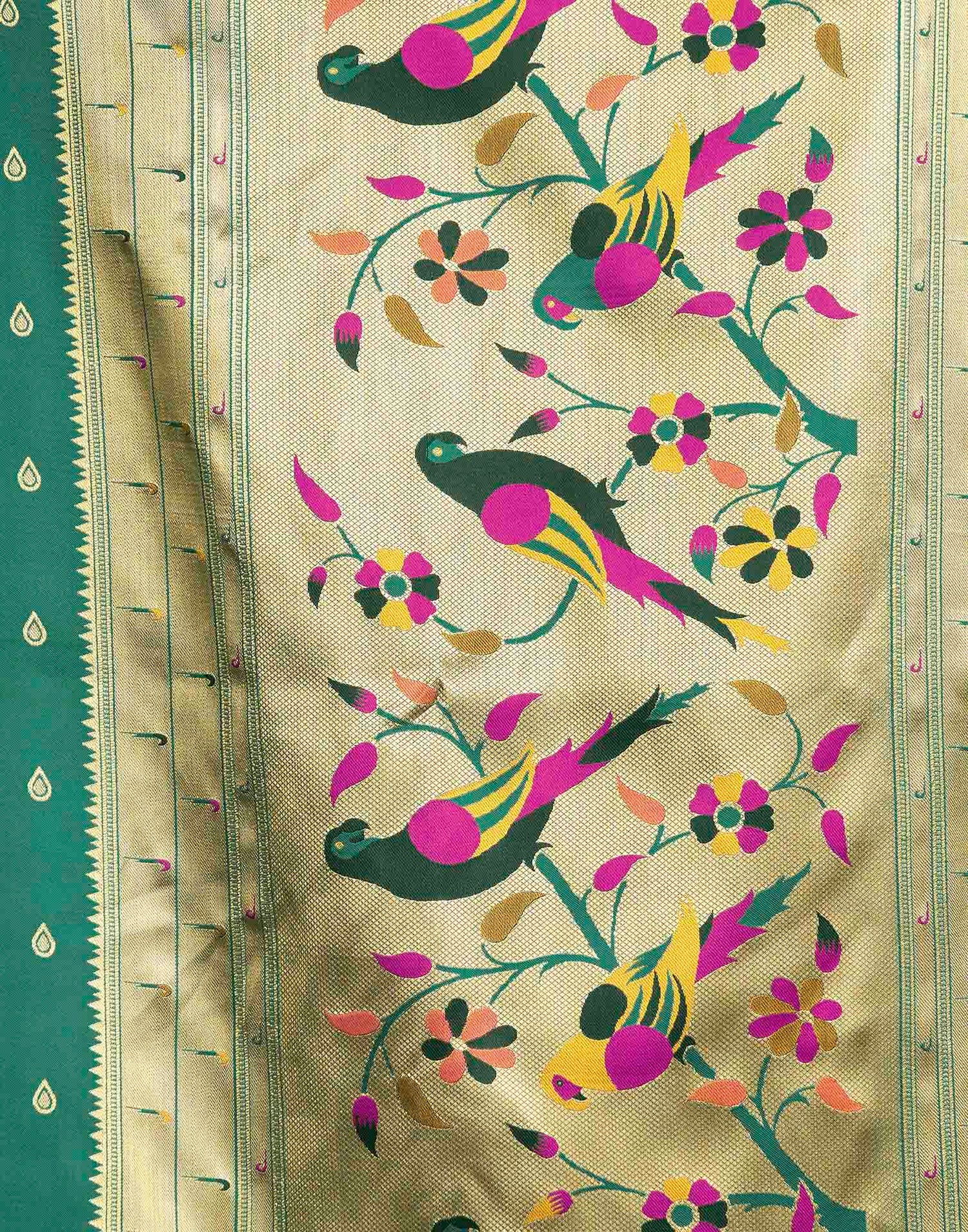 Turquoise Silk Woven Paithani Saree