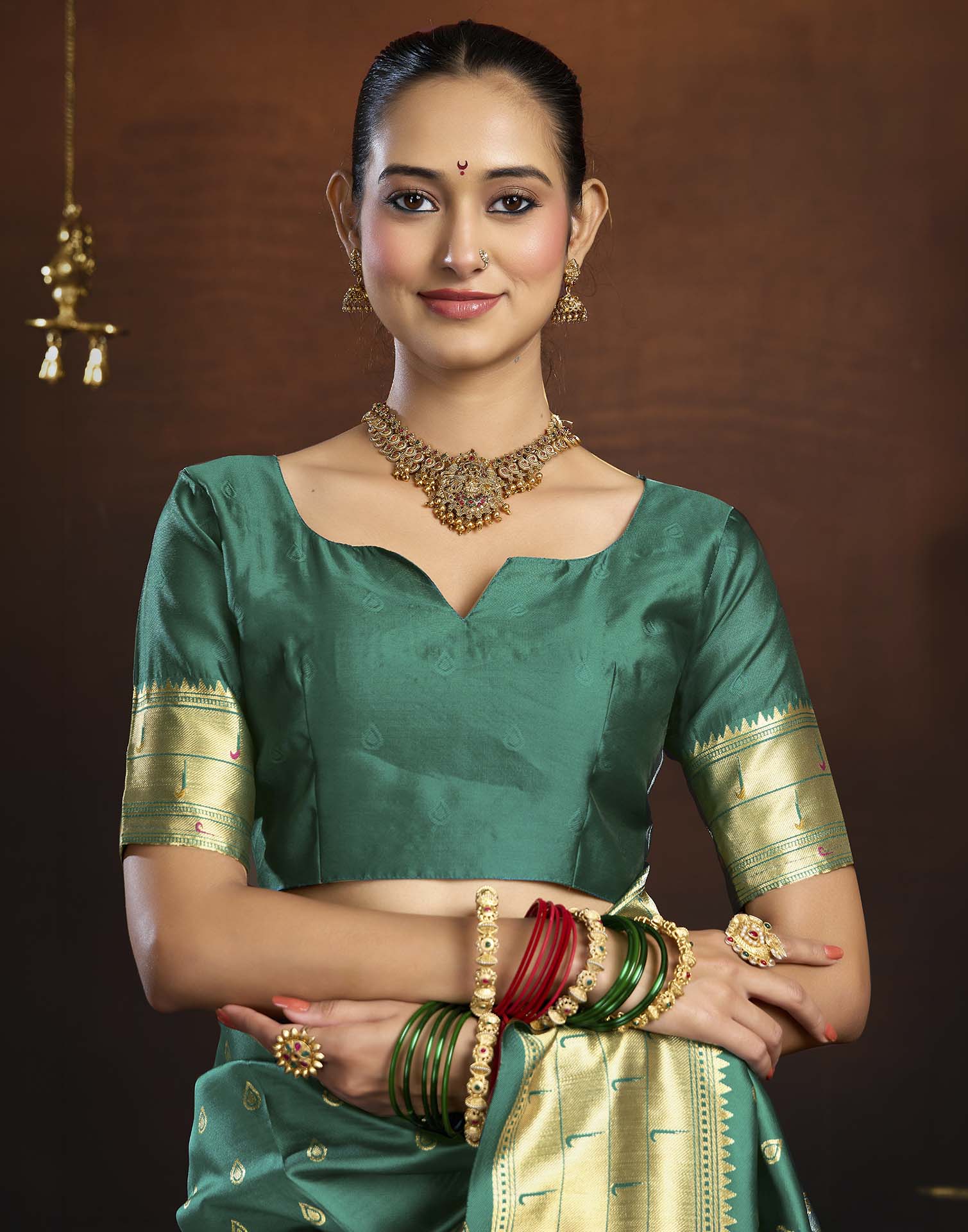 Turquoise Silk Woven Paithani Saree