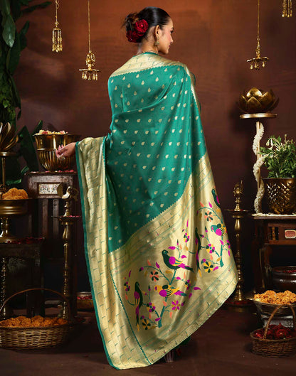 Turquoise Silk Woven Paithani Saree