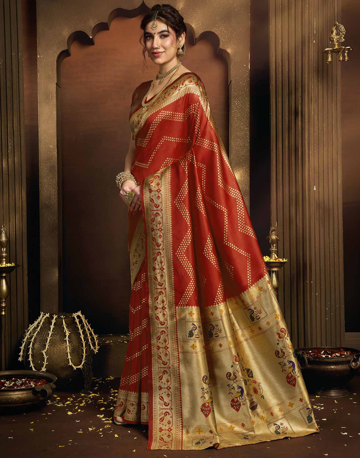 Red Silk Woven Paithani Saree