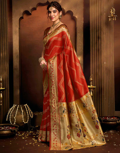 Red Silk Woven Paithani Saree