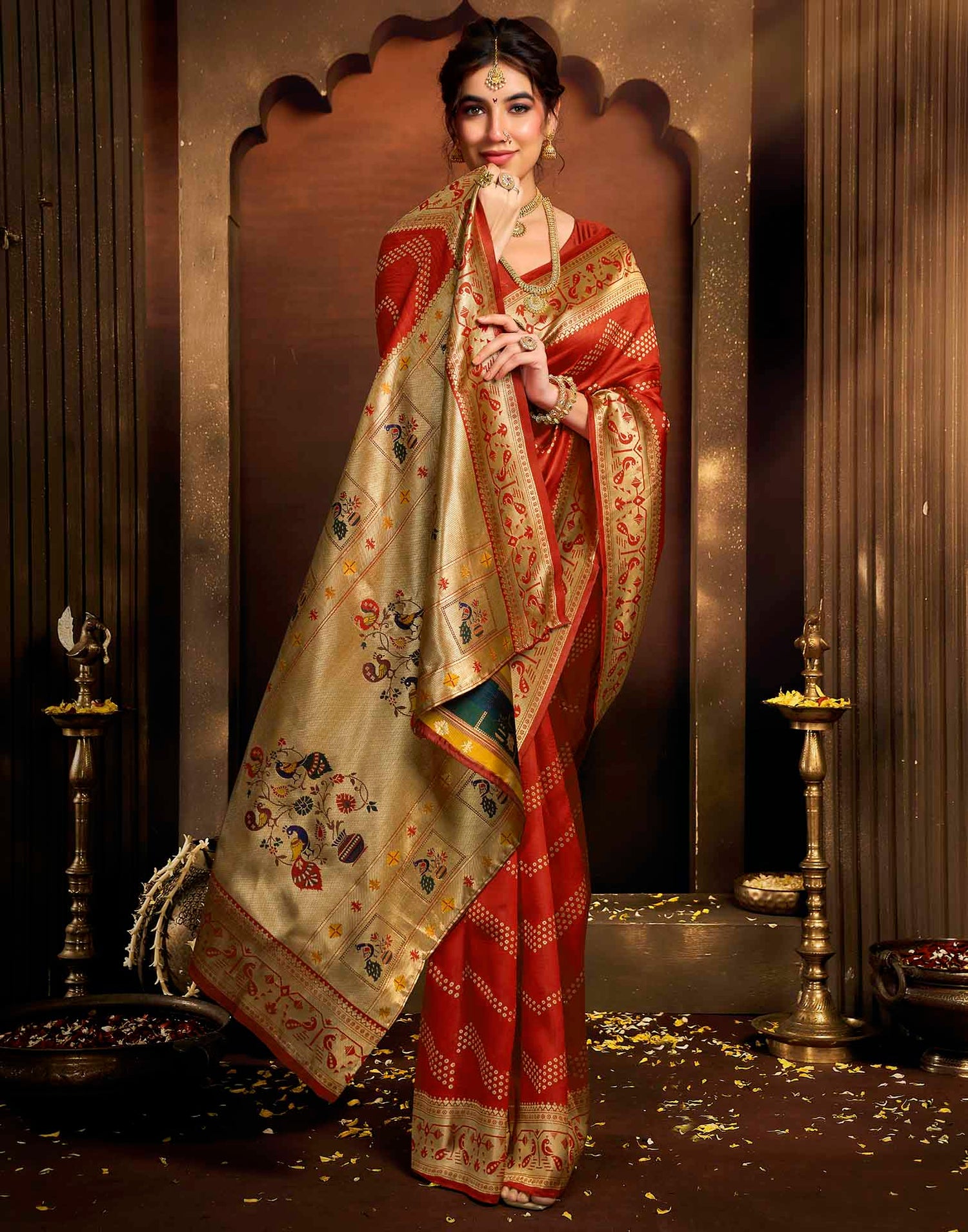 Red Silk Woven Paithani Saree