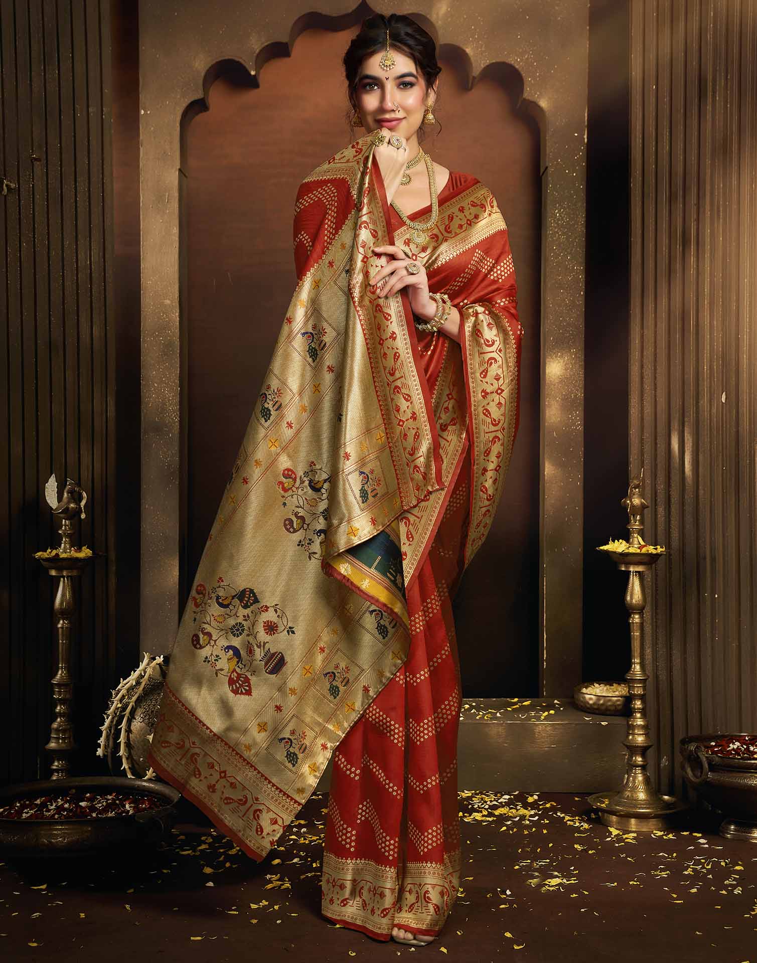 Red Silk Woven Paithani Saree