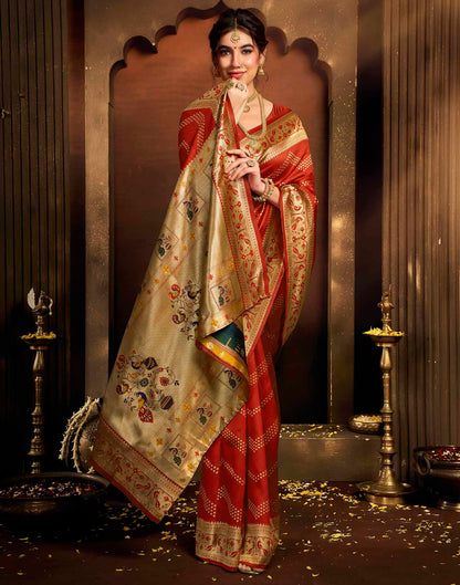 Red Silk Woven Paithani Saree