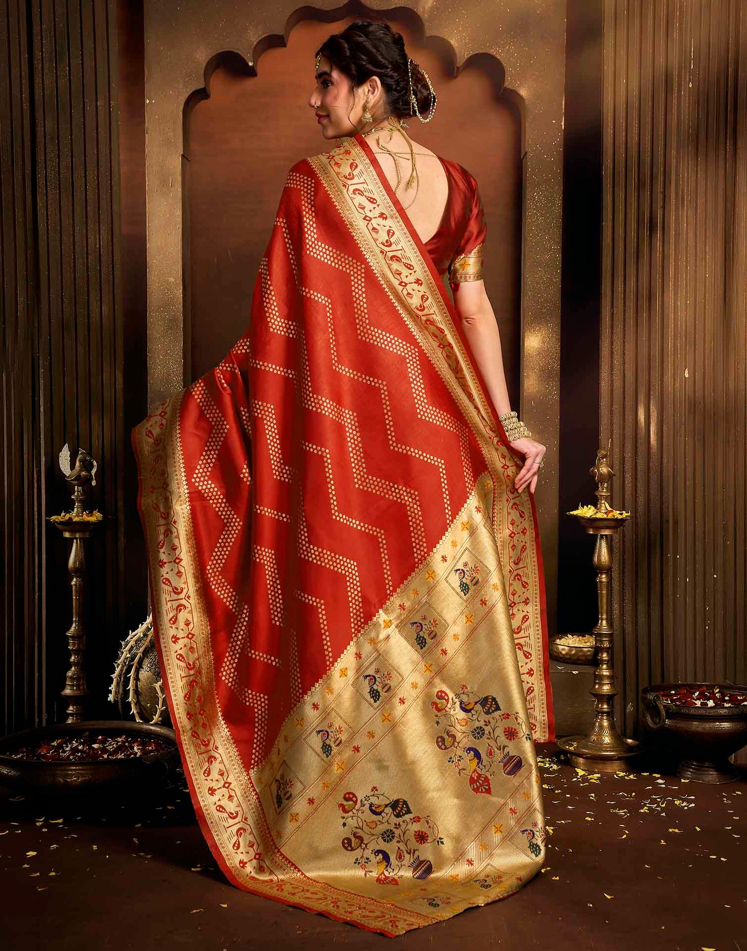 Red Silk Woven Paithani Saree