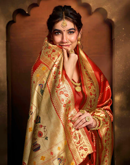 Red Silk Woven Paithani Saree
