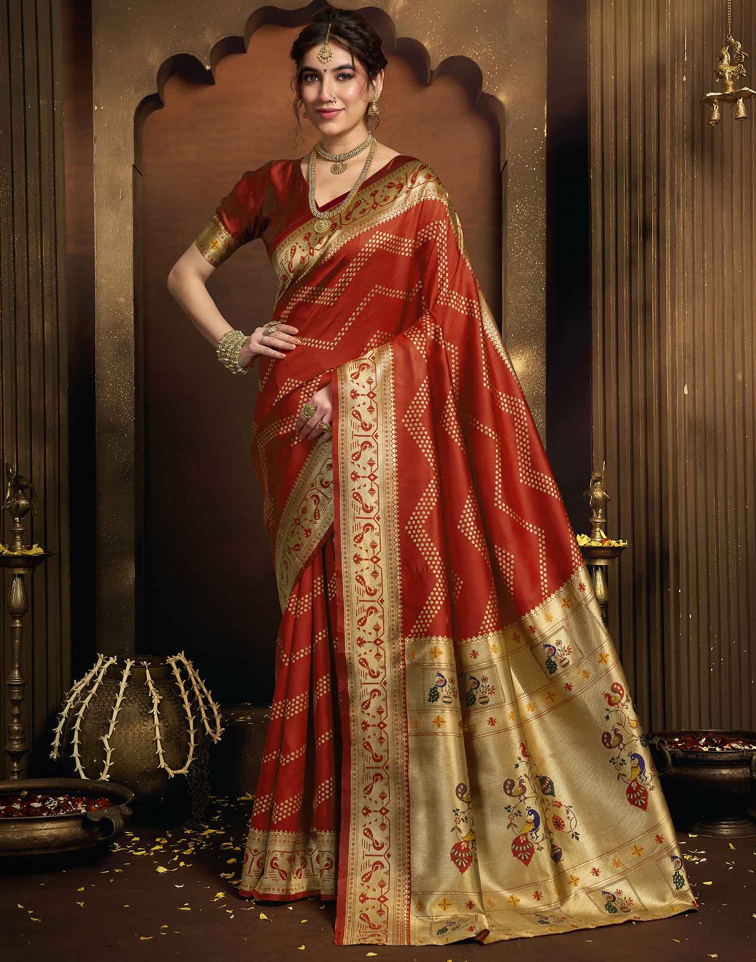 Red Silk Woven Paithani Saree