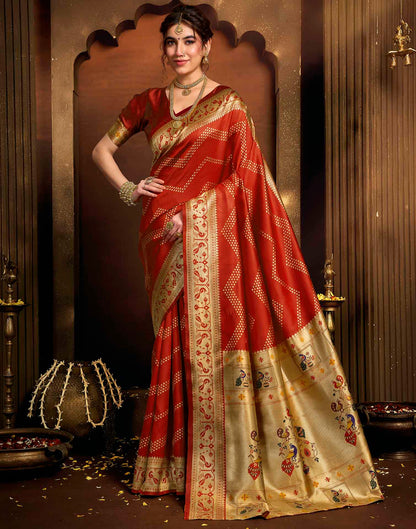 Red Silk Woven Paithani Saree