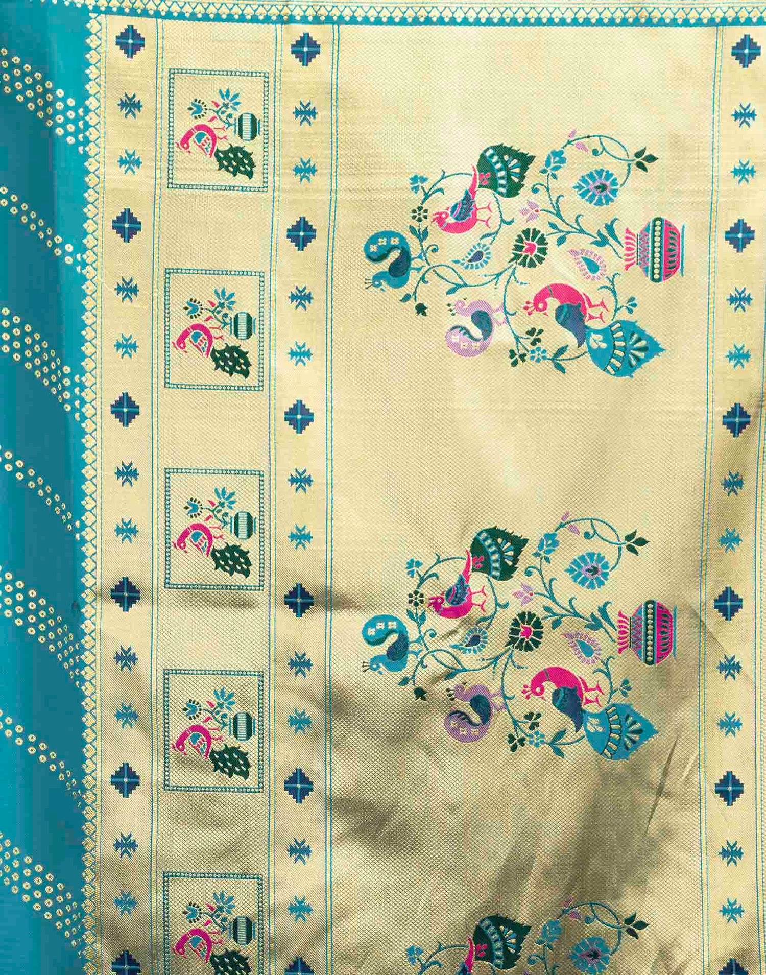 Sky Blue Silk Woven Paithani Saree