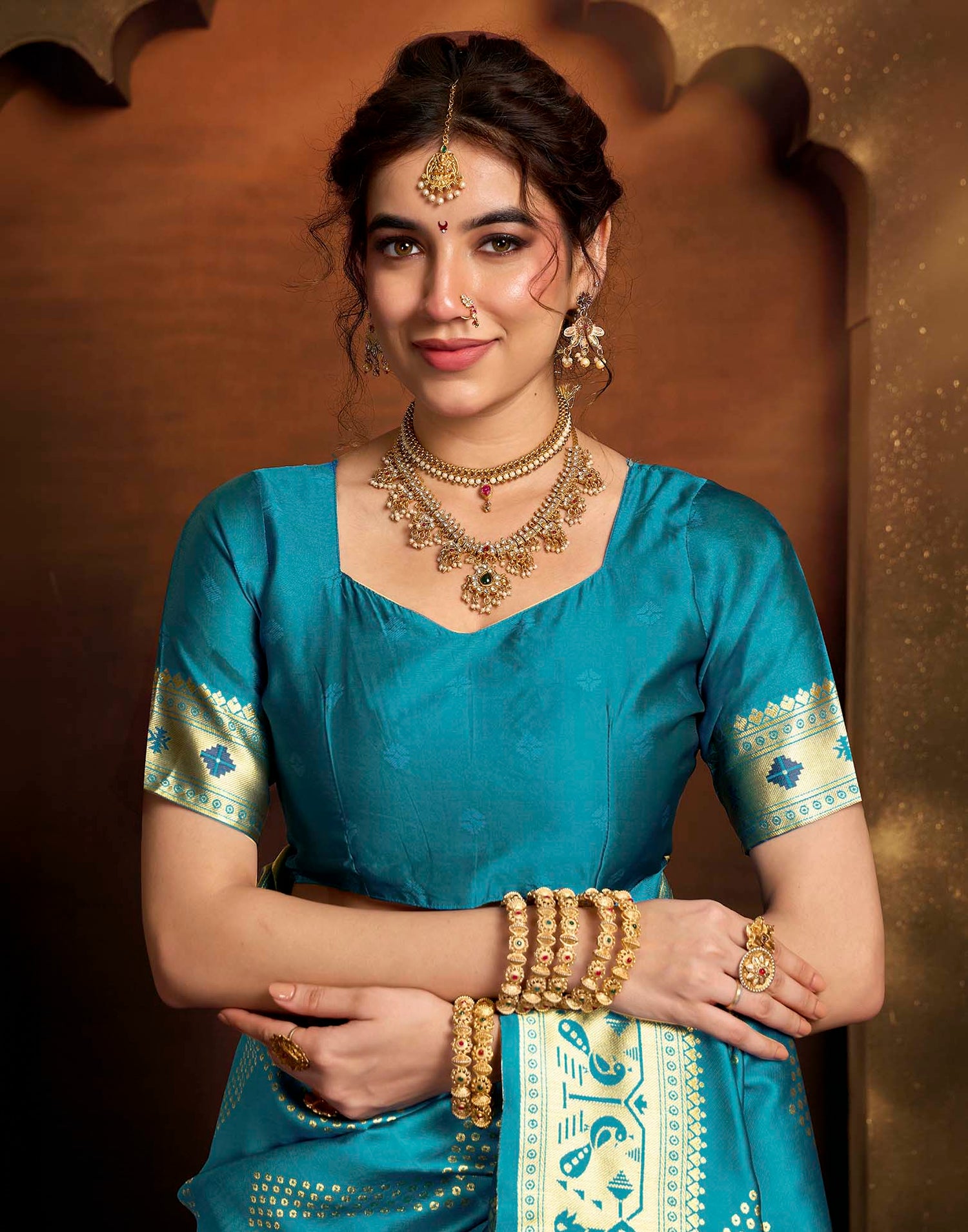 Sky Blue Silk Woven Paithani Saree