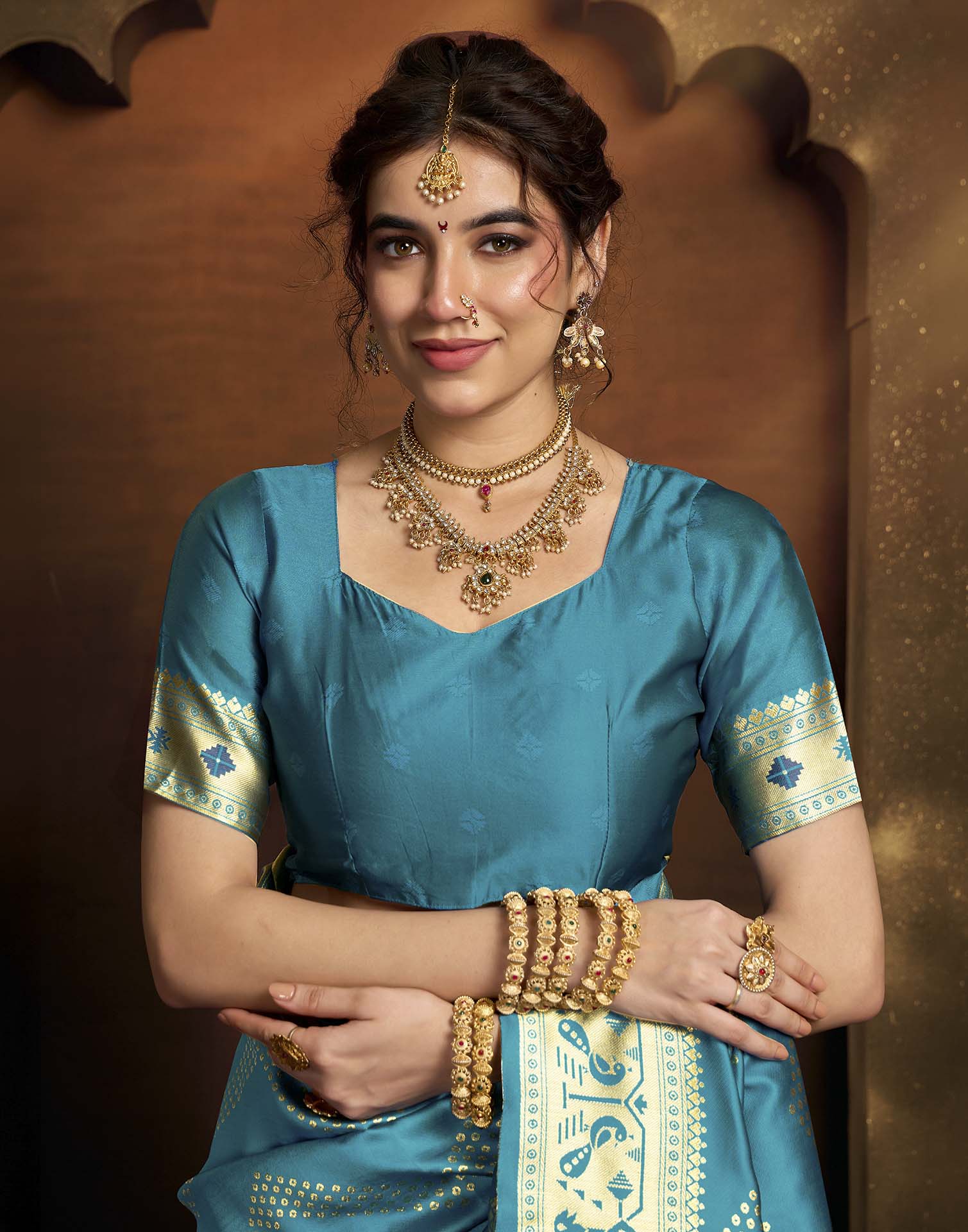 Sky Blue Silk Woven Paithani Saree