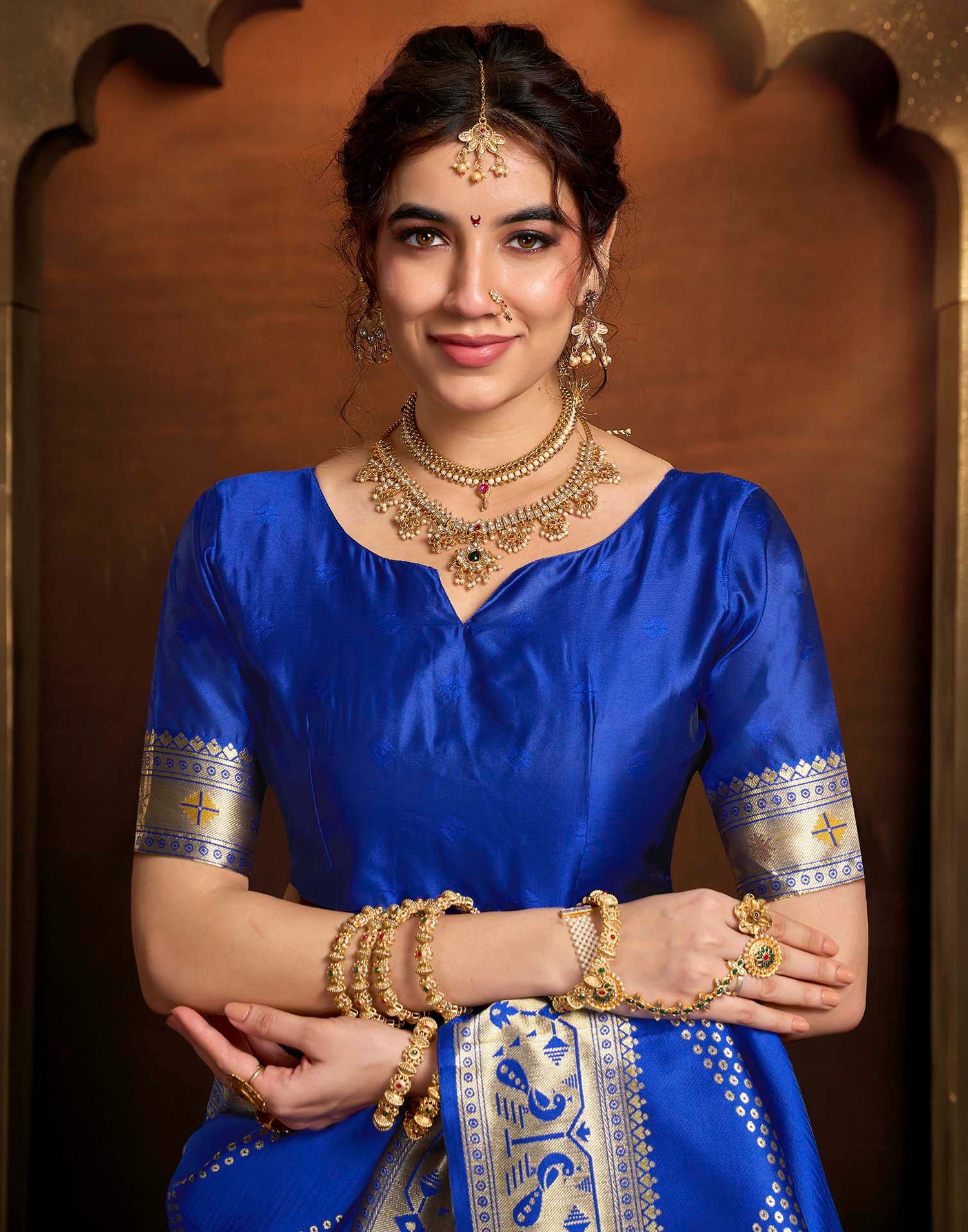 Royal Blue Silk Woven Paithani Saree