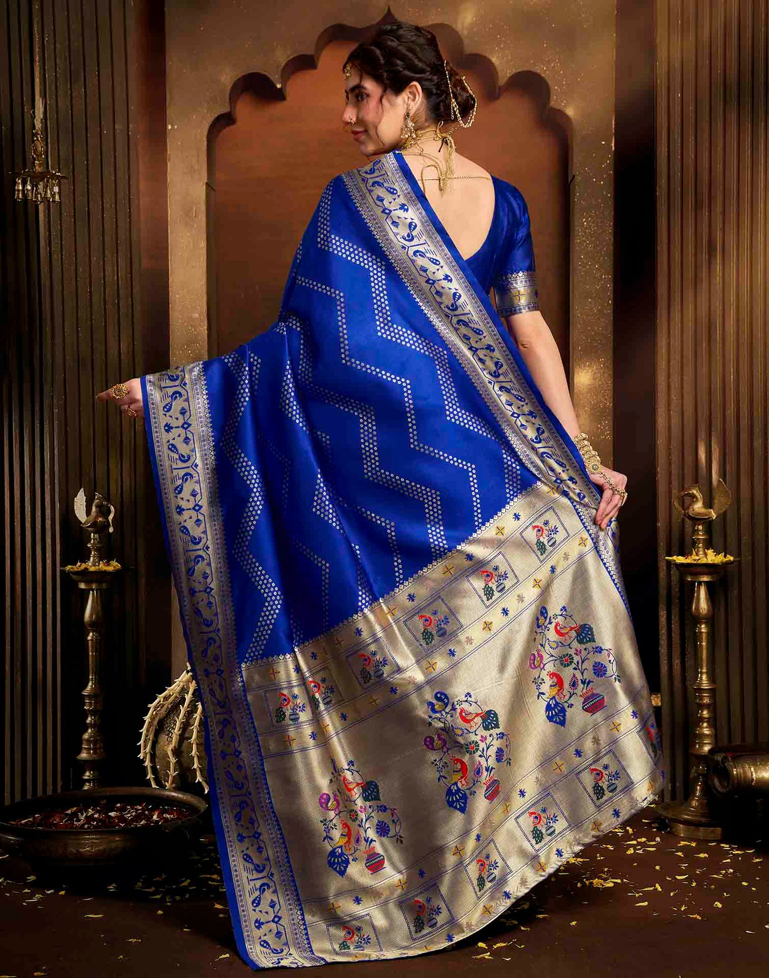 Royal Blue Silk Woven Paithani Saree