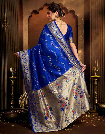 Royal Blue Silk Woven Paithani Saree