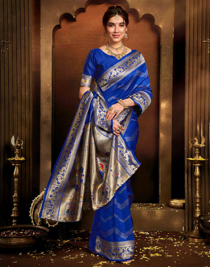 Royal Blue Silk Woven Paithani Saree