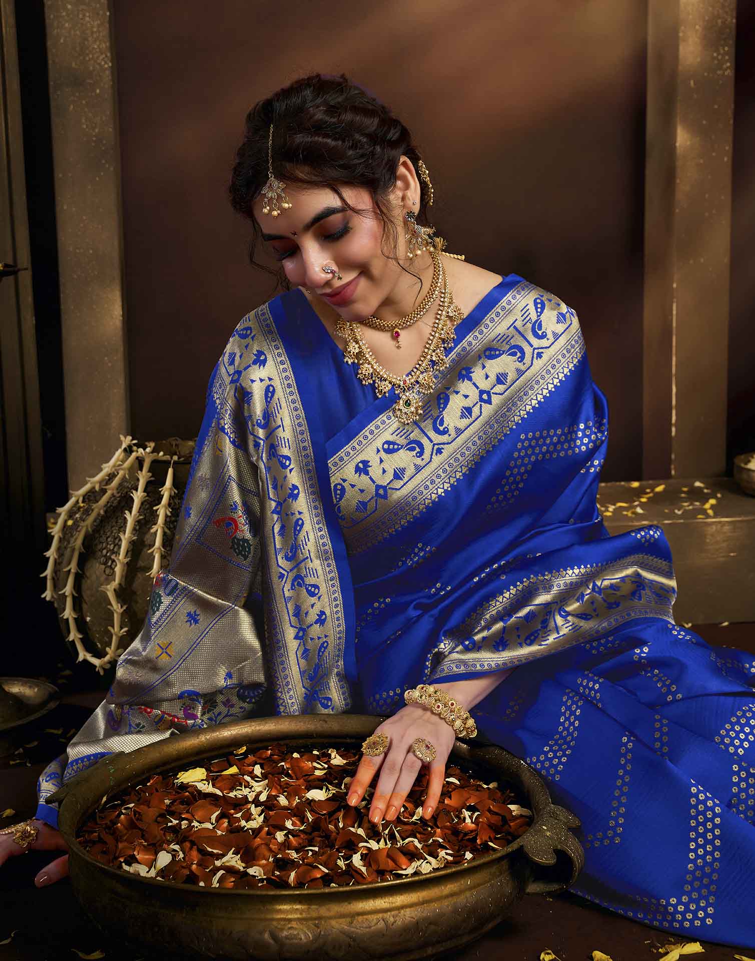Royal Blue Silk Woven Paithani Saree