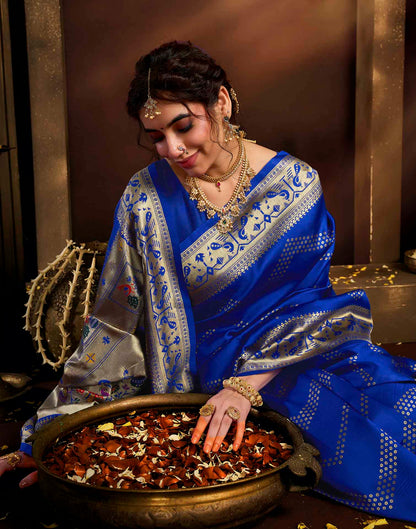 Royal Blue Silk Woven Paithani Saree