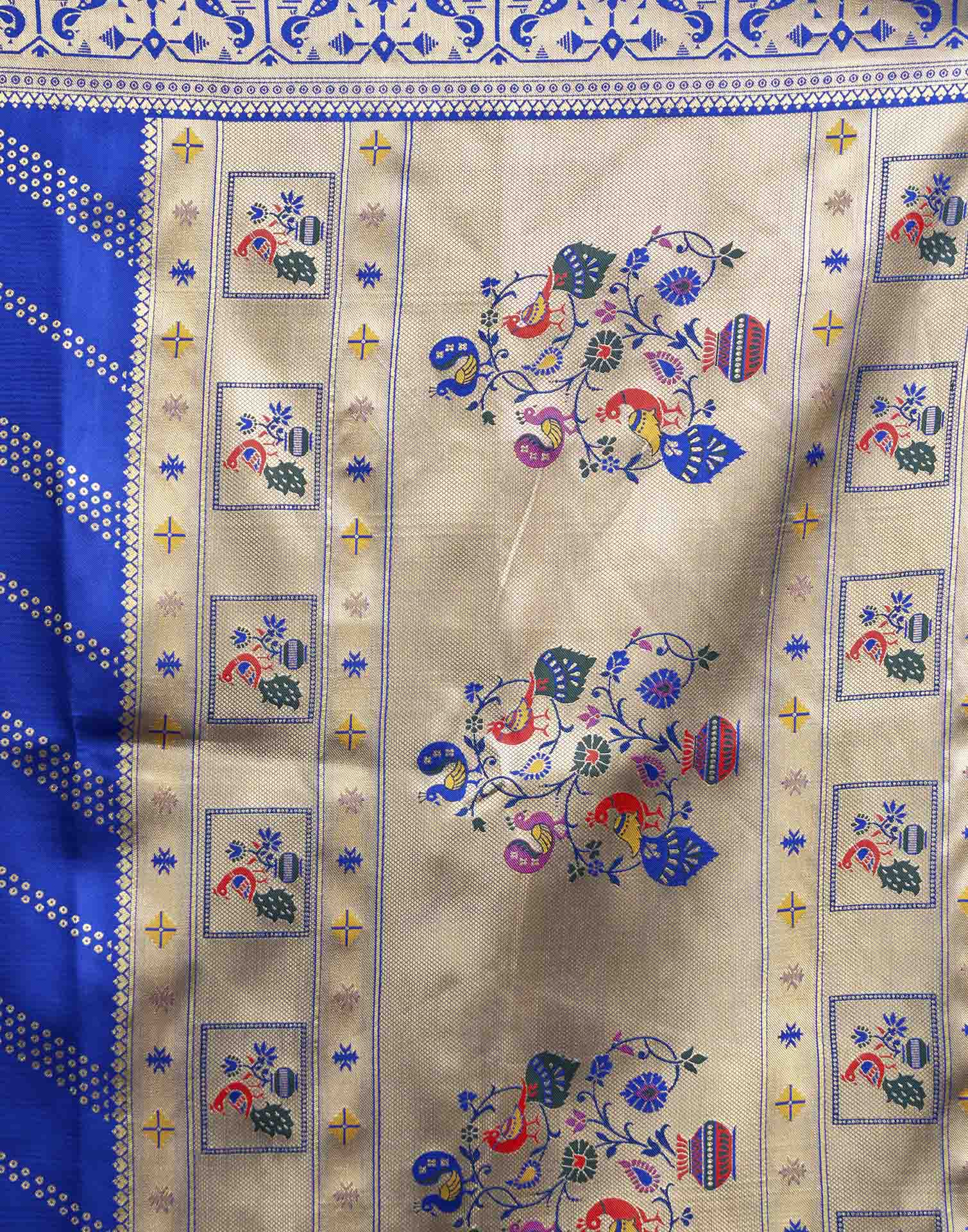 Royal Blue Silk Woven Paithani Saree