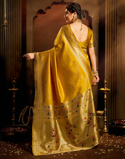 Turmeric Yellow Silk Woven Paithani Saree