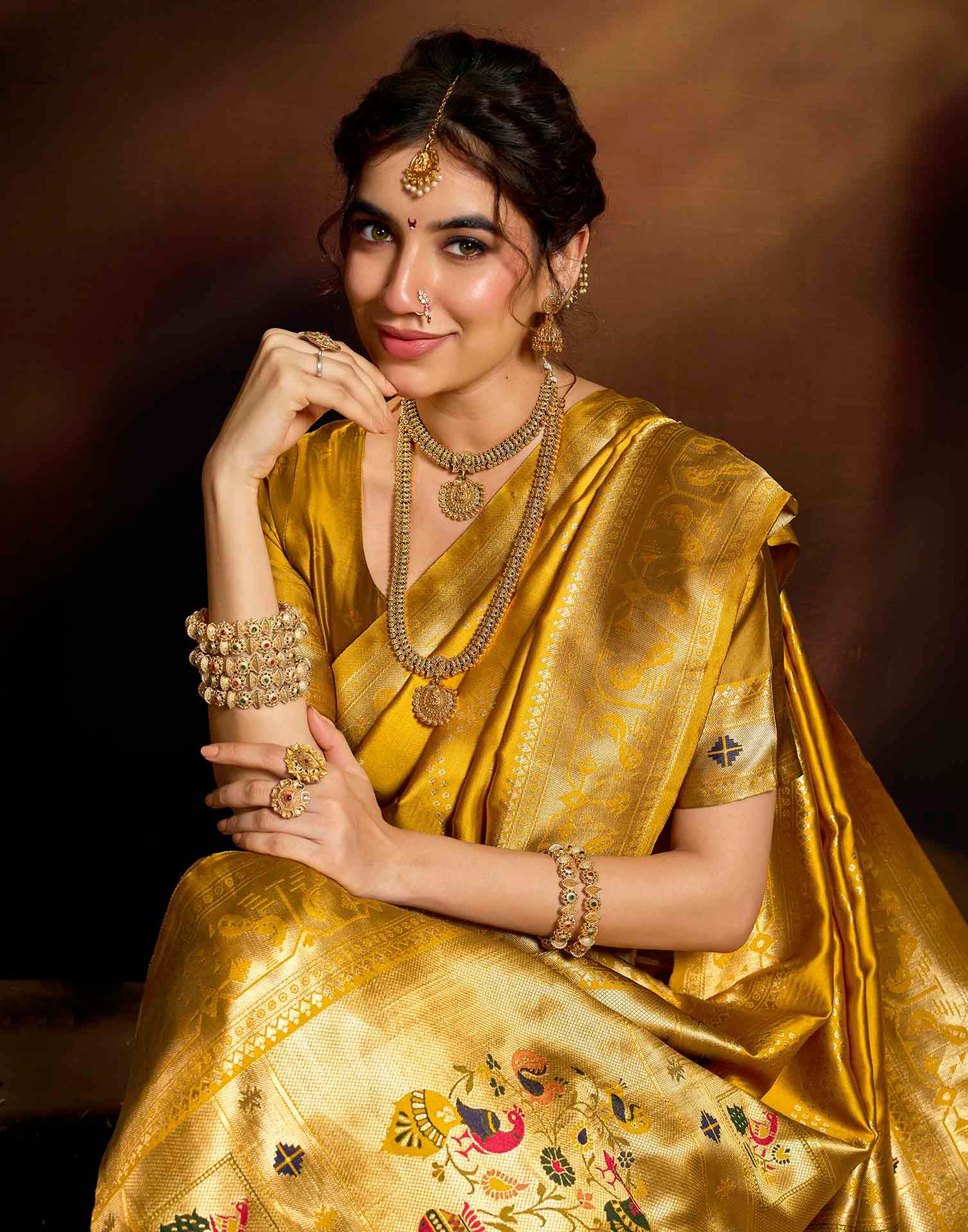 Turmeric Yellow Silk Woven Paithani Saree