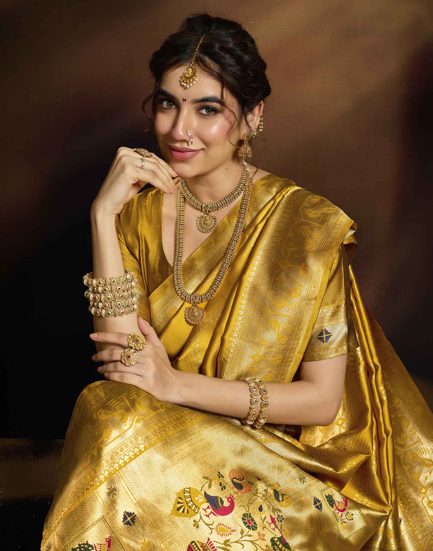 Turmeric Yellow Silk Woven Paithani Saree