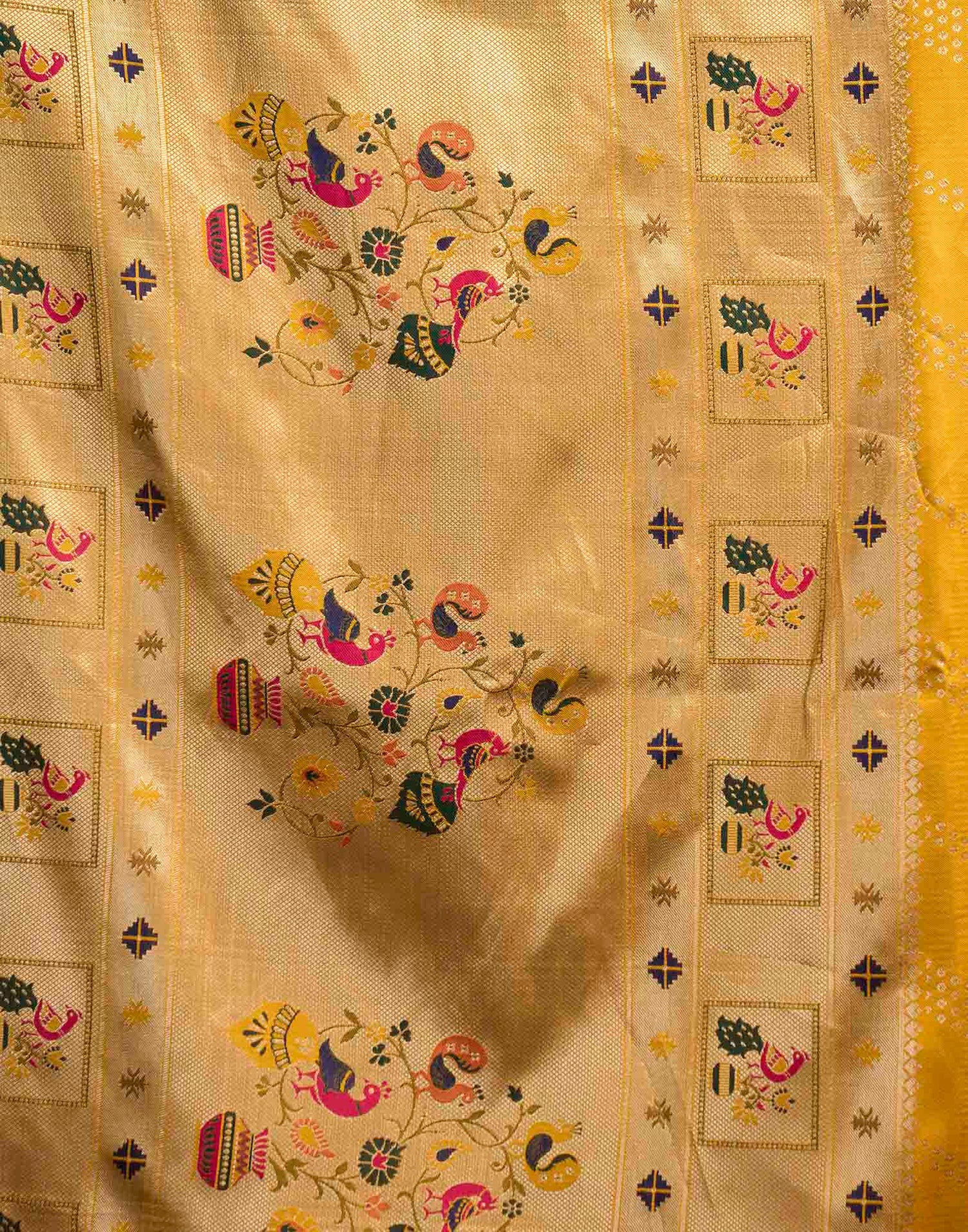 Turmeric Yellow Silk Woven Paithani Saree