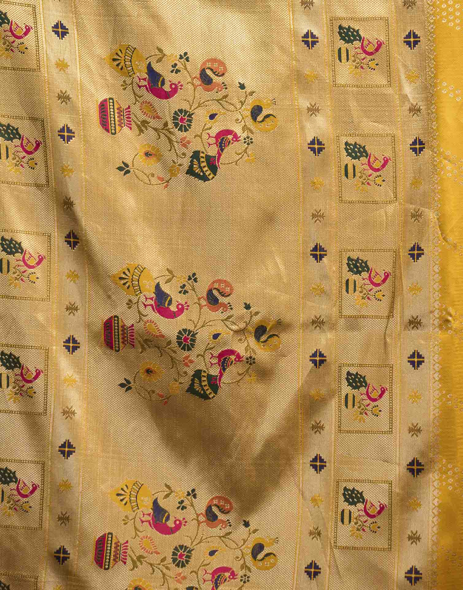 Turmeric Yellow Silk Woven Paithani Saree