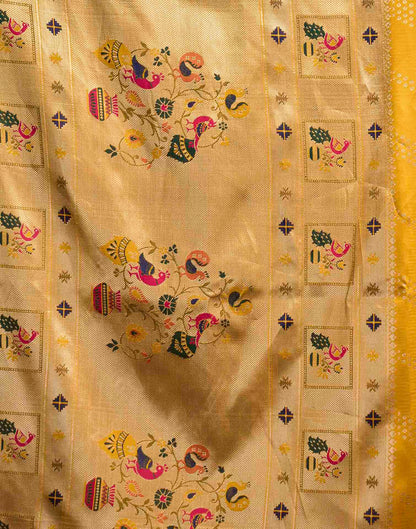 Turmeric Yellow Silk Woven Paithani Saree
