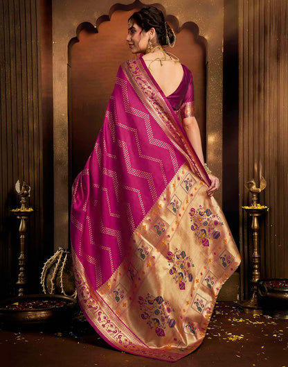 Magenta Silk Woven Paithani Saree