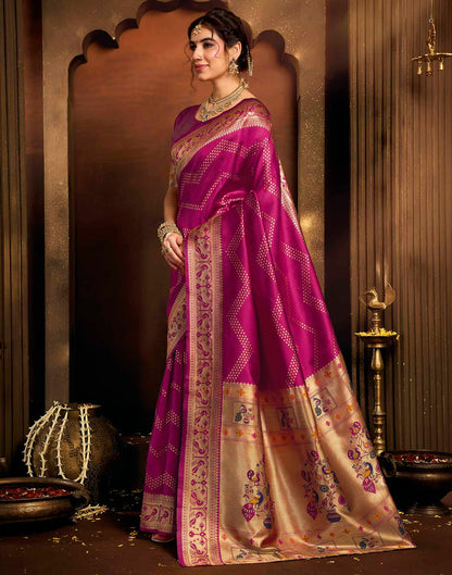 Magenta Silk Woven Paithani Saree