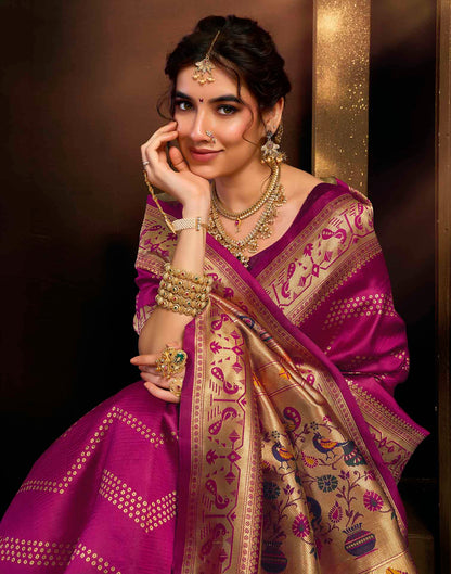 Magenta Silk Woven Paithani Saree