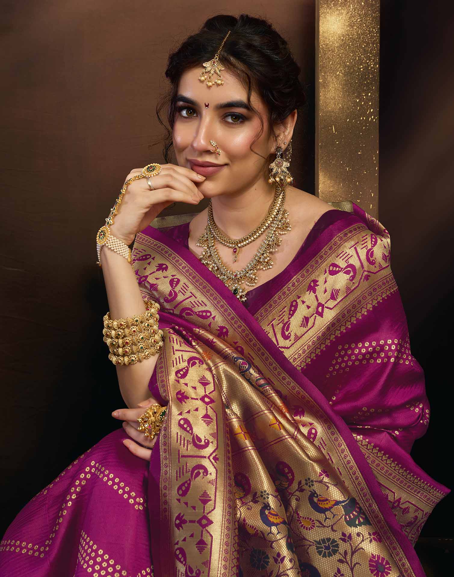 Magenta Silk Woven Paithani Saree