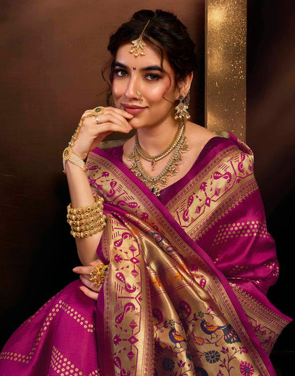 Magenta Silk Woven Paithani Saree