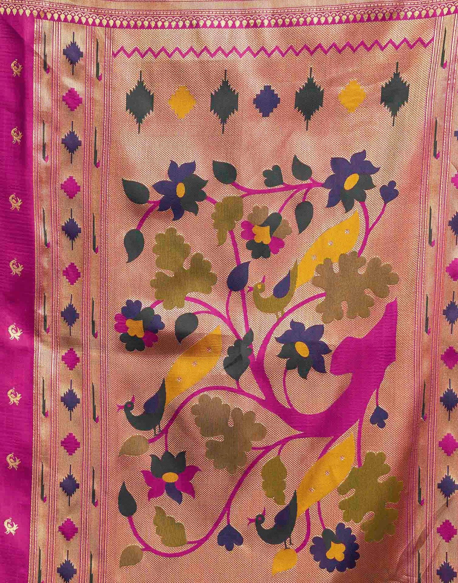 Magenta Silk Woven Paithani Saree