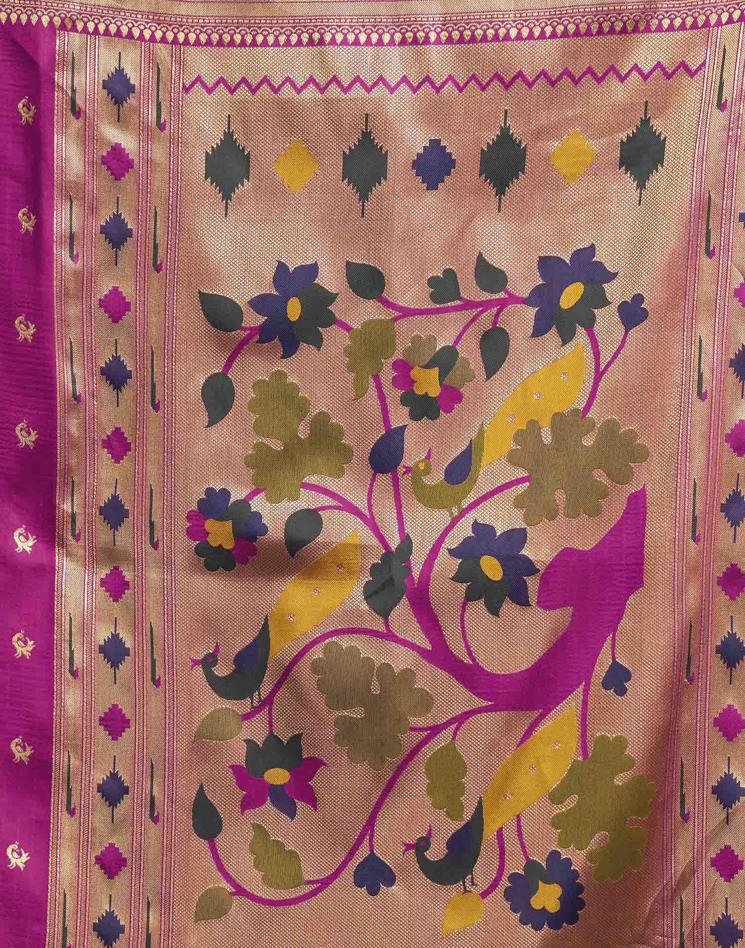 Magenta Silk Woven Paithani Saree