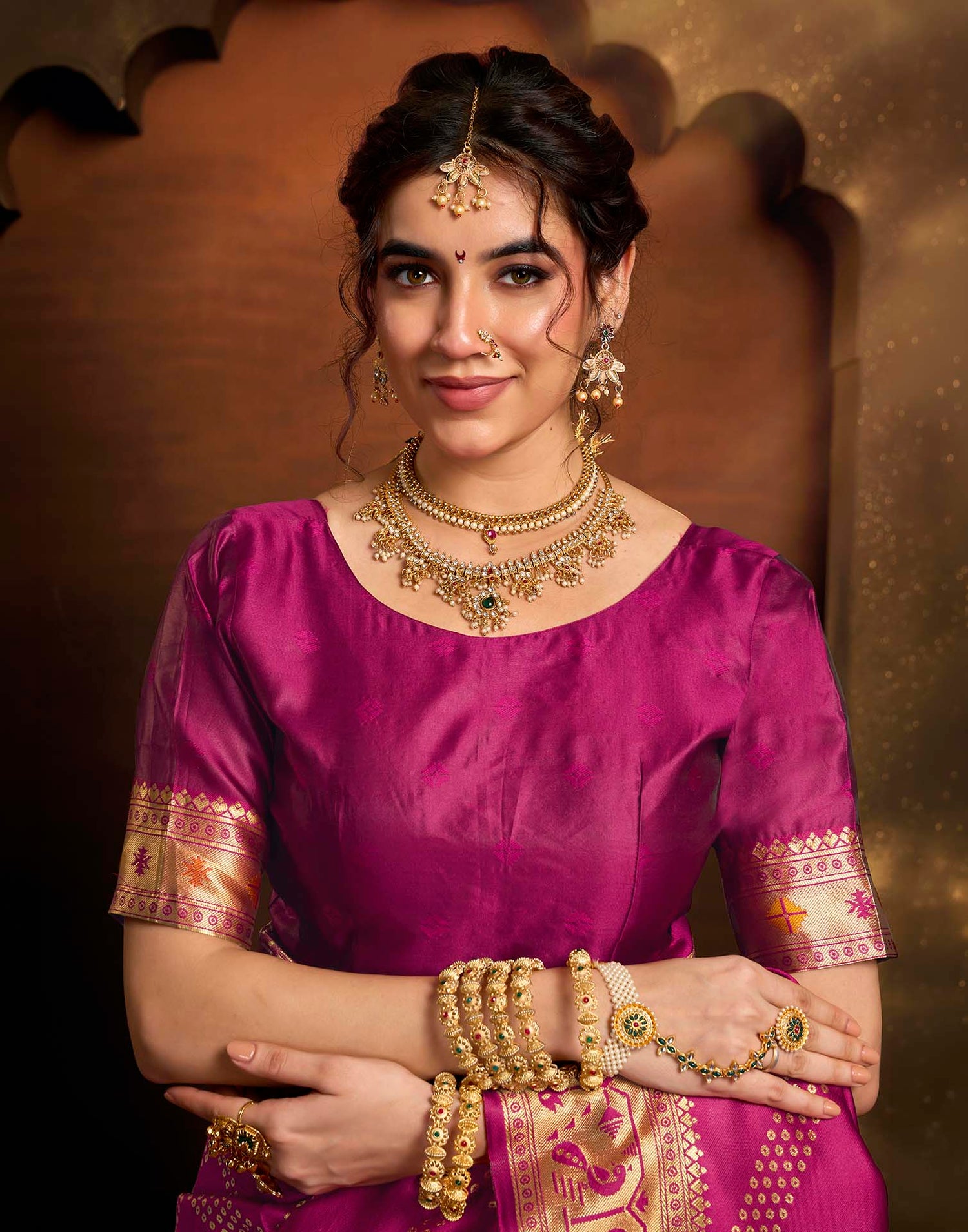 Magenta Silk Woven Paithani Saree