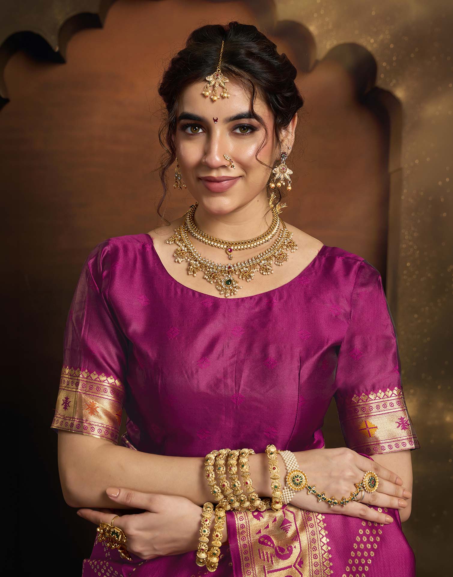 Magenta Silk Woven Paithani Saree