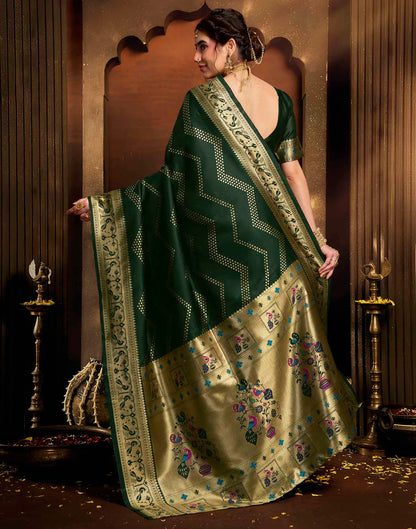 Dark Green Silk Woven Paithani Saree