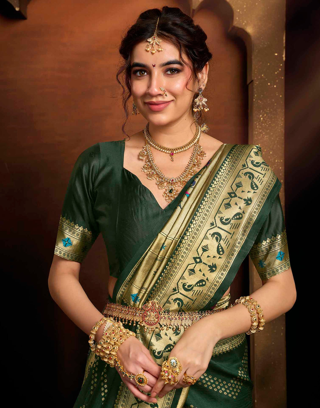 Dark Green Silk Woven Paithani Saree