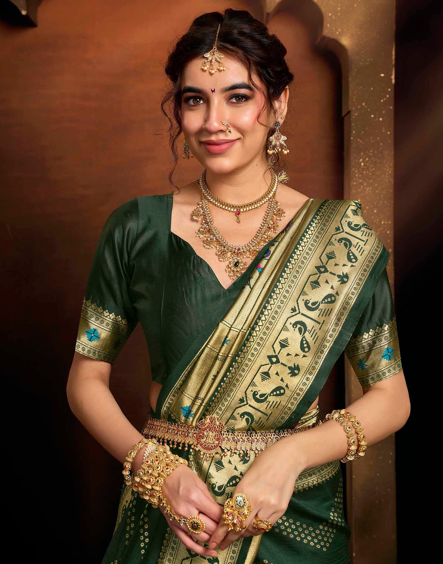 Dark Green Silk Woven Paithani Saree