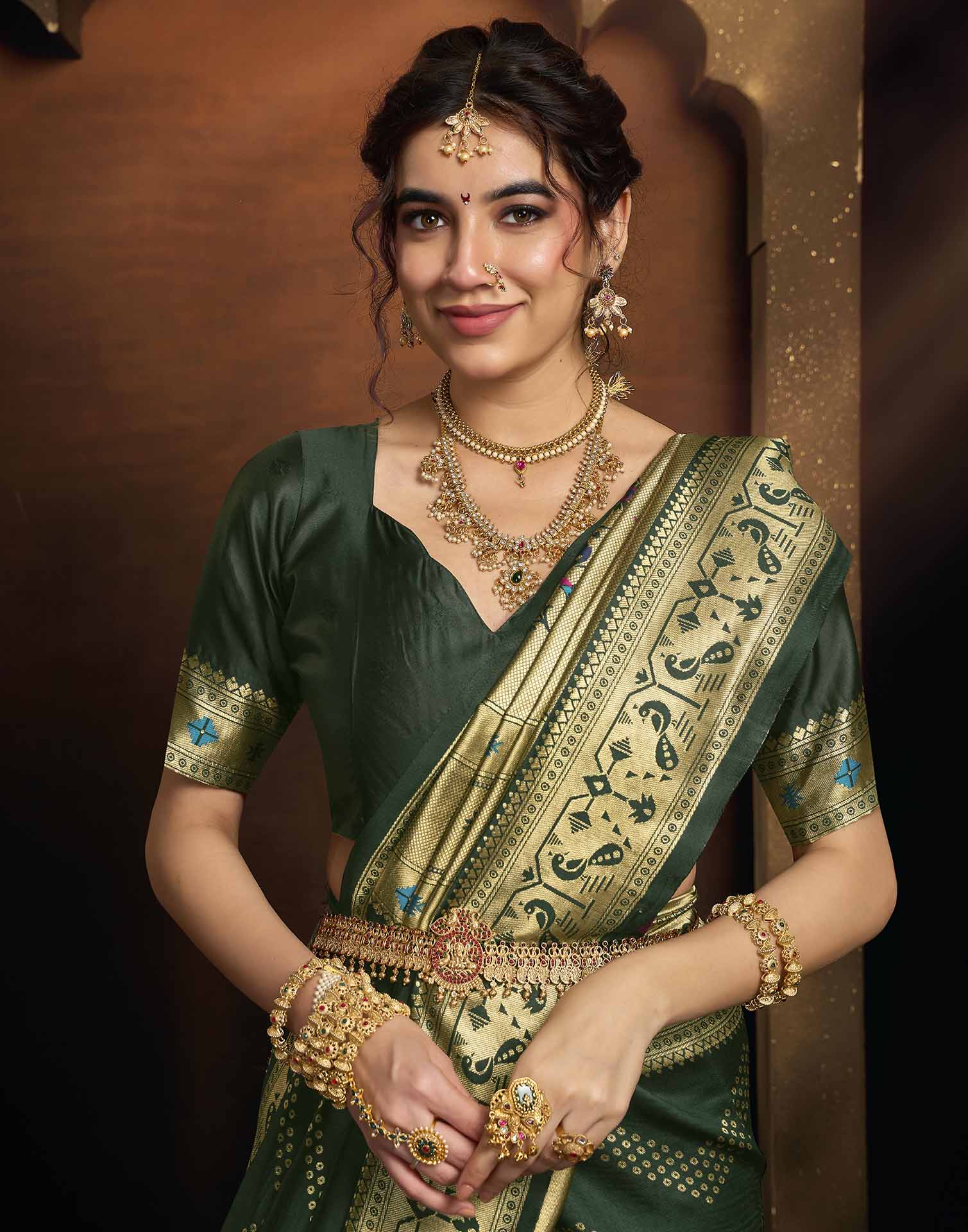 Dark Green Silk Woven Paithani Saree