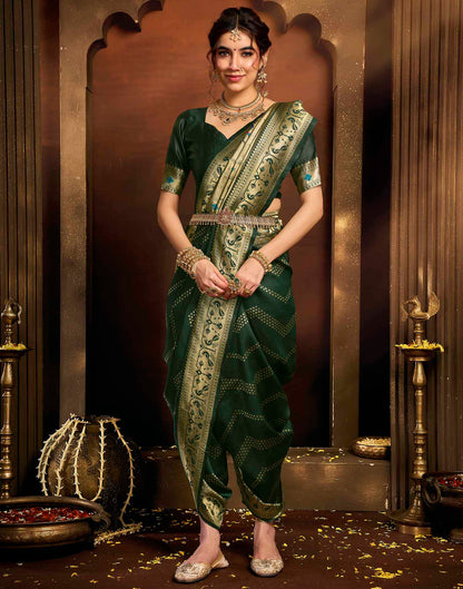Dark Green Silk Woven Paithani Saree