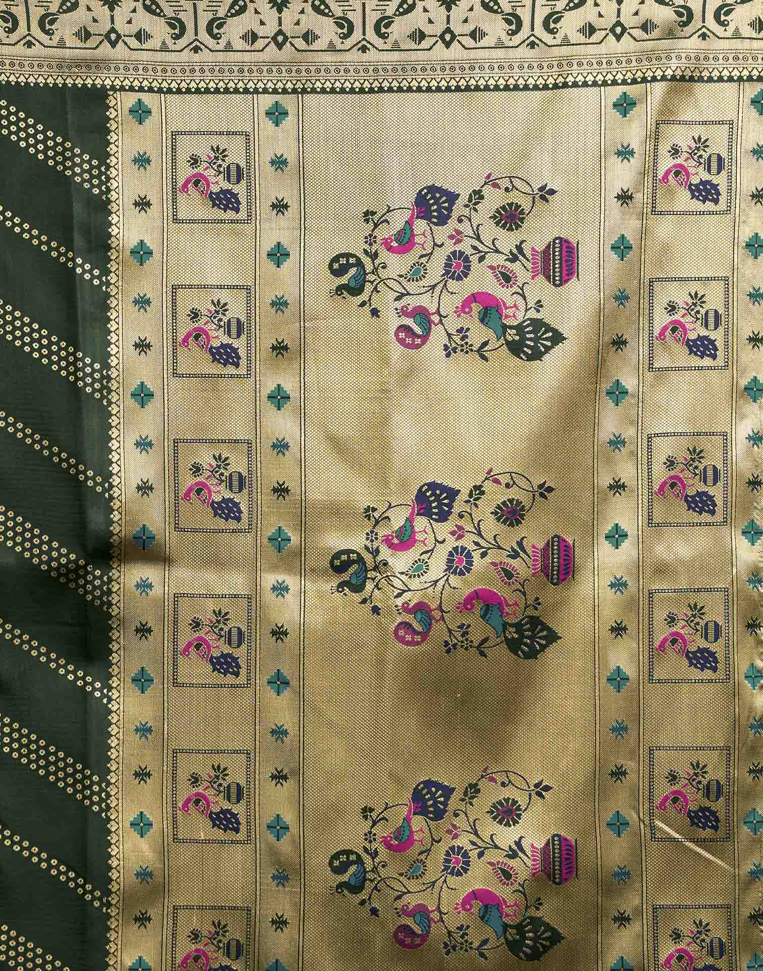 Dark Green Silk Woven Paithani Saree
