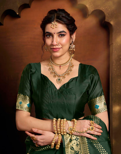 Dark Green Silk Woven Paithani Saree