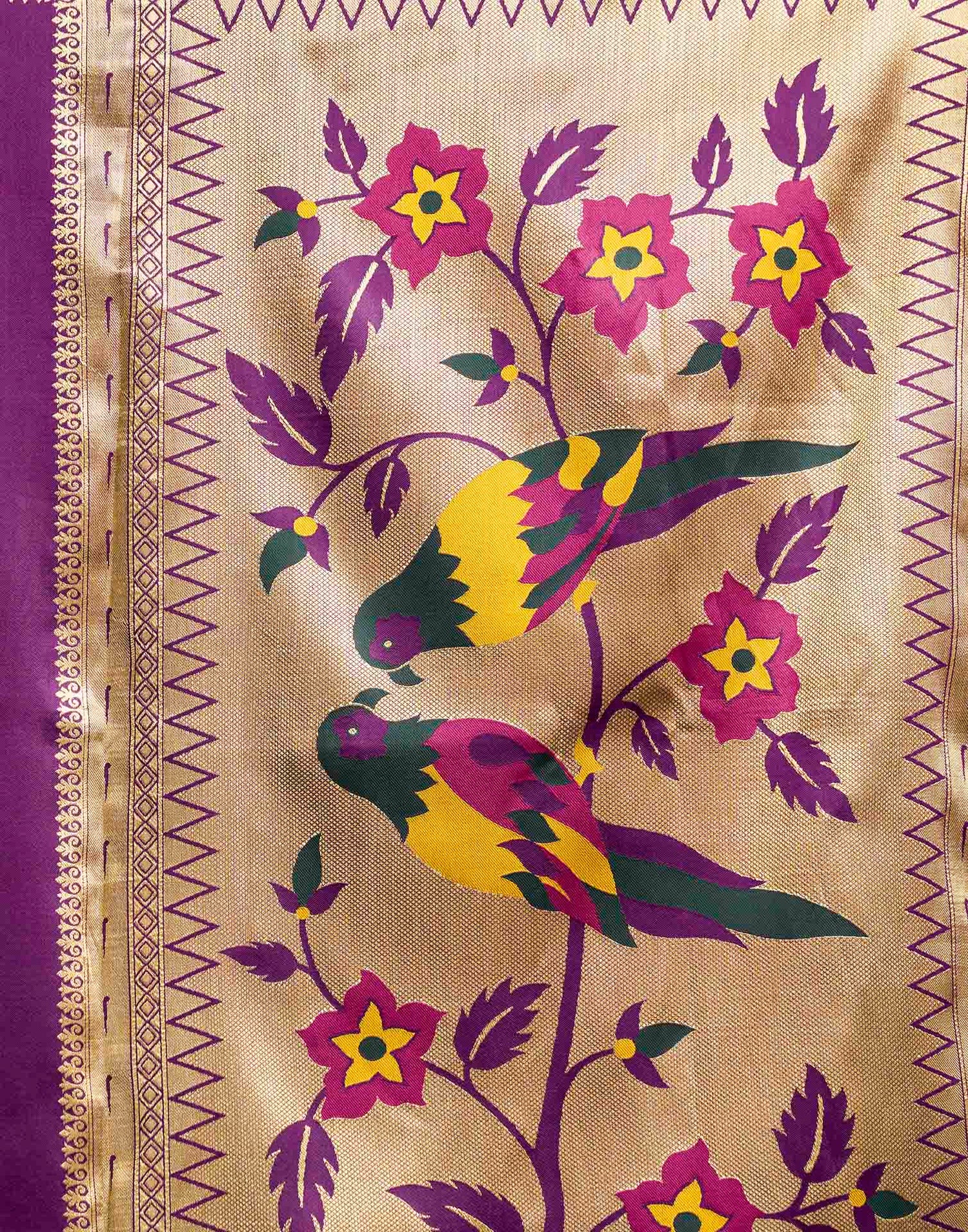 Purple Silk Woven Paithani Saree