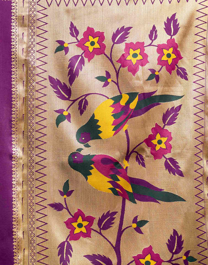 Purple Silk Woven Paithani Saree