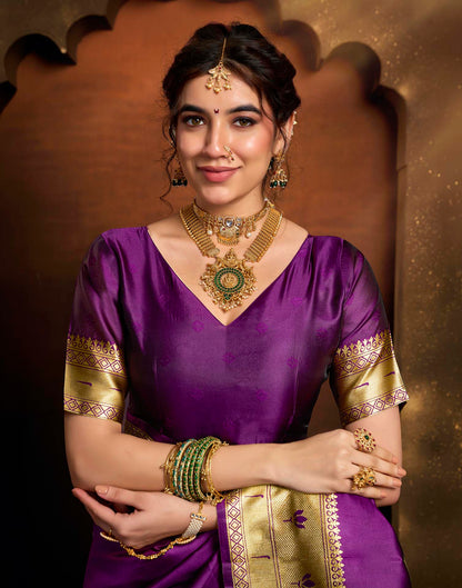 Purple Silk Woven Paithani Saree