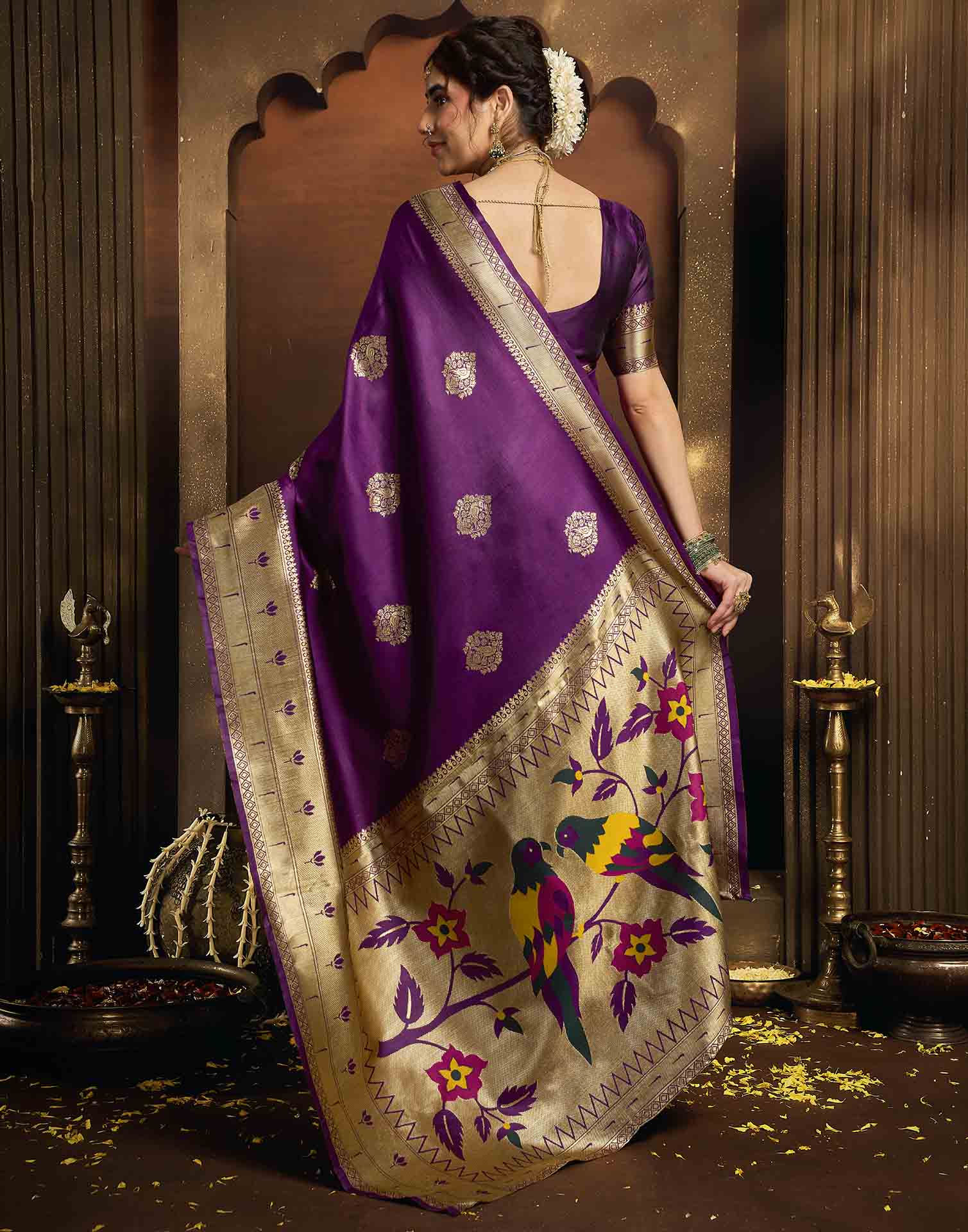 Purple Silk Woven Paithani Saree